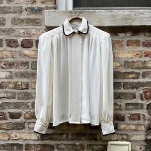 Vintage 90s Billowy Sleeve Blouse: Pleated Bodice, Size 6