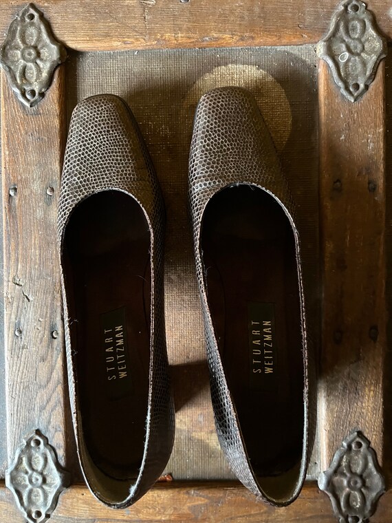 Vintage 90s Stuart Weitzman Reptile Block Heel Pu… - image 7