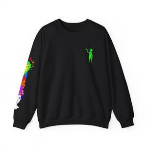 Colorful Alien Sweatshirt Unisex Streetwear Graphic Pullover Trendy Oversized Aesthetic Crewneck Cool Gift for Men Women Art Fashion
