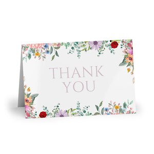 Tarjetas de agradecimiento florales minimalistas, con interior en blanco para mensajes personalizados - Paquetes de tarjetas de felicitación al por mayor