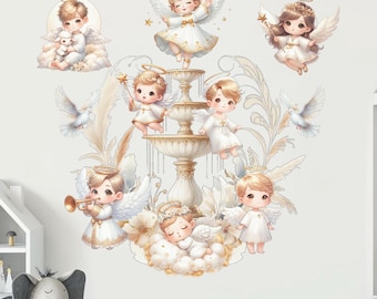 Baptism Wall Decal Christian Wall Sticker Angel Wall Mural Christ Wallpaper Religious Wall Art For Child Room Decal Nursery Room Decal