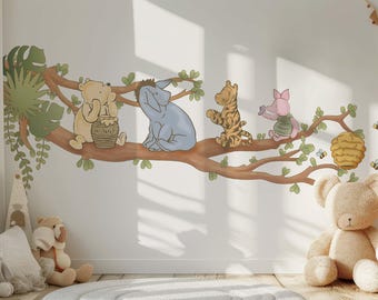 Klassieke Winnie de Pooh muurtattoo Disney Vintage Winnie muursticker Eeyore Wall Art muurtattoo voor kind muur decor kinderkamer muur decor