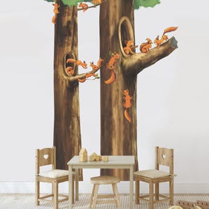 Removable Vinyl Squirrels Wall Decal Squirrels Playing On Branch Wall Sticker Forest Animal Wall Mural Wall Art For Nursery Kid Room Decor