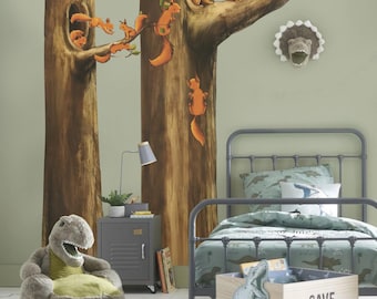 Removable Vinyl Squirrels Wall Decal Squirrels Playing On Branch Wall Sticker Forest Animal Wall Mural Wall Art For Nursery Kid Room Decal