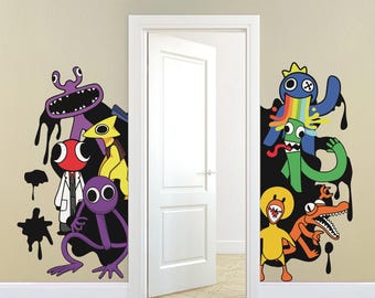 Rainbow friends Wall Decal Color Monster Wall Sticker Blue Monster Wallpaper Purple Monster Wall Art Wall Decal For Boy Room Kid Room Decal