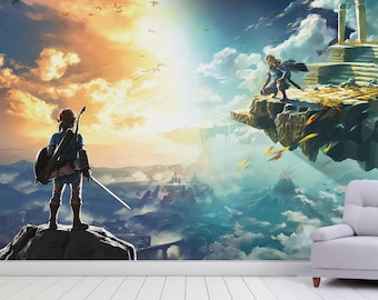 The Legend of Zelda Wallpaper Princess Zelda Wall decal Video Game Wall Sticker Link Wall Art For Boy Room Kid Room Gamer room Decal