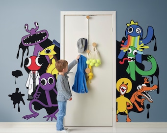Rainbow Friends Wall Decal, Color Monster Mural, Kids Room Decor