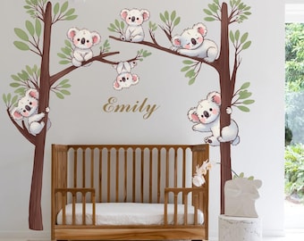 Personalized Koala Bear Wall Decal, Australian Animal Nursery Decor
