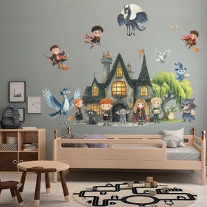 Harry Muurtattoo Potter Muursticker Tovenaarswereld Muurschildering Kid Wizard Behang Vliegende Heks Muurtattoo Voor Jongenskamer Kid Room Decor