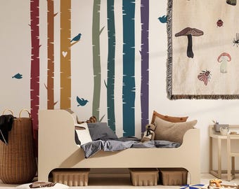 Colorful Pine Tree Wall Decal Mural, Nursery or Playroom Decor