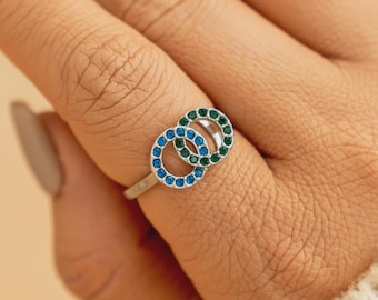 母の誕生石リング、カスタム2つのエタニティ誕生石リング、パーソナライズされたファミリー誕生石リング、お母さんへのギフト、母の日のギフト