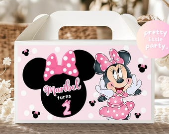 Editable "AGE" Minnie Mouse Birthday Party Gable Box | Minnie Snack Box Labels | Minnie Birthday Party Decor PMN03