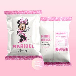 Any AGE / Oh Twodles Minnie Mouse Birthday Chips Bags | Minnie Snack Bag, Snack Label, Chips Label  PMN03
