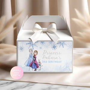 Ice Snow Winter Princess Party Gable Box | Frozen Birthday Snack Box Labels | Elsa Anna Birthday Party Decor FRB01