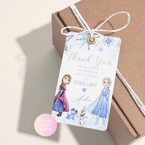 Eis Schnee Winter Prinzessin Party Dankeschön-Karte | Gefrorene Geburtstags-Gastgeschenke, Favor Tag | Elsa Anna Dekor FRB01