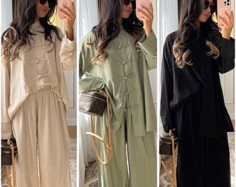 Linen Co-ord Set Pure Fabric, balloon pants, bridesmaid dresses, vacations clothes