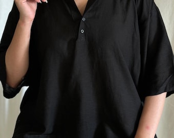 Black Linen Co-ord Set Pure Fabric