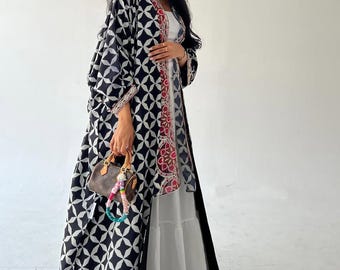 Modern Printed Silk Abaya, Hajj Umrah Islamic Clothing