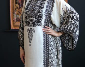 Greige Angora Kaftan, Synthetic Fabrics