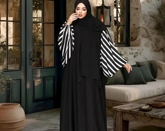 Luxury Black Abaya for Women | Modest Islamic Dress | Dubai Style Abaya | Kaftan Abaya | Eid Outfit | Maxi Abaya | Custom Size Available