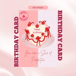 Tarjeta de cumpleaños rosa para mejor amiga / Lindo pastel imprimible / Tarjeta digital estética para ella / Descarga instantánea en PDF
