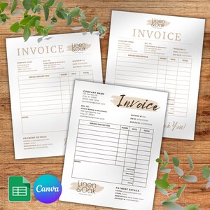 Invoice Template for Virtual Assistants Neutral | Google Sheets Documents | Freelancer Billing Page | Small Business Bookkeeping MCIN1
