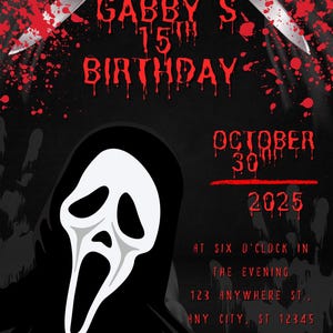 scream/ghostface birthday party invite | Instant  download