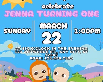 Teletubbie Birthday invitation | Instand PDF File download access| customize