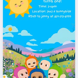 convite de aniversário teletubbie
