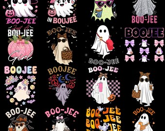 Boujee Boo Jee PNG Bundle, Coquette Ghost Halloween Clipart, Cute Girly Spooky Design, Halloween Shirt Sublimation, Digital Download