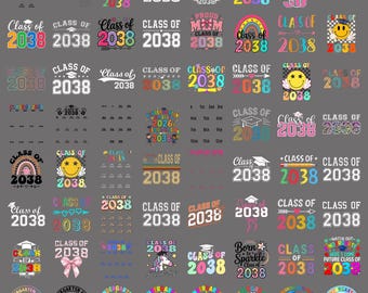 Class of 2038 Png Bundle, Kindergarten Graduation PNG, Future Senior Class Shirt Design, School Cricut Digital Files