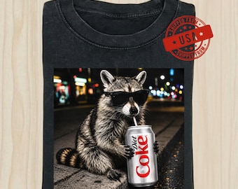 Raccoon Drinking Diet Coke Png - Funny Trash Panda Png, Sunglasses Raccoon Tee, Vintage 90s Graphic Streetwear