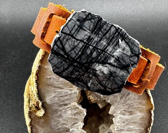 Picasso Jasper with a Leather Bracelet Cuff