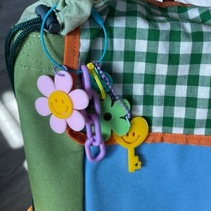 Bag charm, smiley face keychains, flower keychains, acrylic keychains, cute gift, girl friend gift, gifts for her