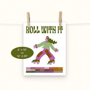 Roll With It | Roller Skater Print – Retro Groovy Wall Art, Vintage-Inspired Minimalist Poster