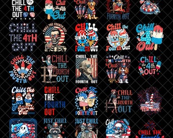 Entspann dich am 4. Juli! PNG-Bundle mit lustigen Skelett-Motiven zum Unabhängigkeitstag – Retro-Look, frecher Spruch!