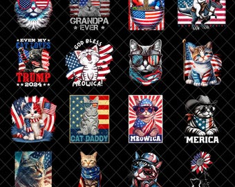 Cat 4th of July PNG, Meowica Png, Funny Independence Day Shirt Design for Cat Lover, Cat with USA Flag, Png cut files, Png