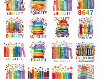 PNG-Download: Gleichberechtigung, Gleichheits-Blumen-Buch zum Sofort-Download, T-Shirt-Designs für soziale Gerechtigkeit, Frauenrechte (PNG)