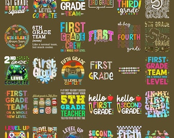 Grade Level PNG Bundle 1st 2nd 3rd 4th 5th 6th Grade Shirts, Back to School Teacher Student Designs, First Day School PNG