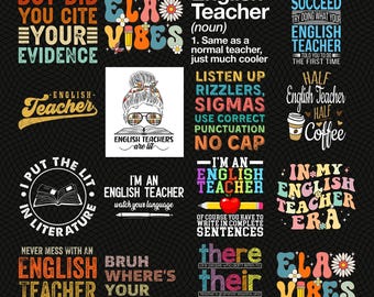 PNG-Sublimationsdesign für Englischlehrer herunterladen, PNG-Datei zum Lehrertag, Englisch-PNG, PNG zum Lehrerleben, Sublimationsdesigns zum Download