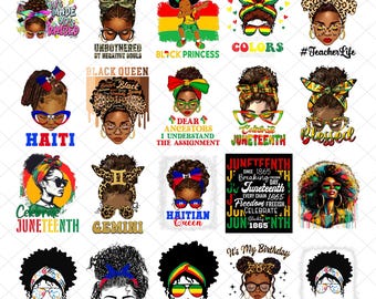 Afro-Dutt-Juneteenth-PNG-Bundle, PNG-Bilder von Afroamerikanerinnen, PNG-Bilder von schwarzen Frauen, Juneteenth-PNG-Bilder, Black Lives Matter-PNG-Bilder, Freiheits-PNG-Bilder, Download