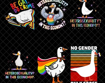Lustiges LGBTQ-Gans-PNG-Bundle, Pride-Month-Meme-PNG, Gänse-Sublimation (geschlechtsneutral), „Be Gay Do Crime“-Shirt-Design, Queer-Art-Paket (PNG)