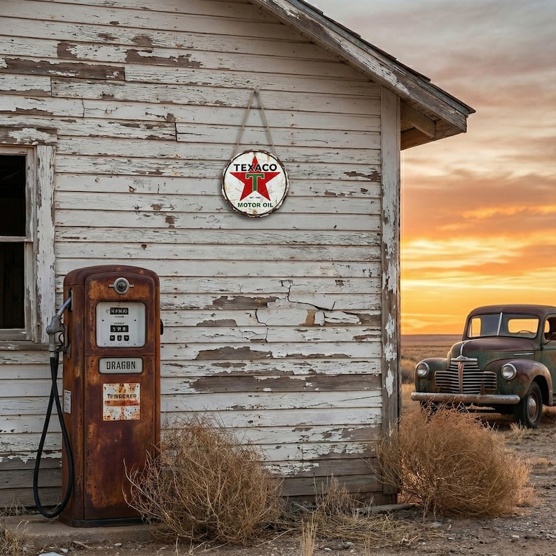 Texaco Motor Oil Vintage Style Tin Sign-retro Rustic Man Cave Garage ...