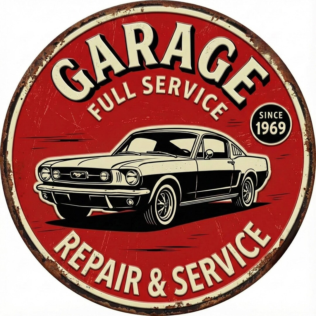 Vintage Garage Tin Sign-classic Muscle Car Wall Decor-retro Man Cave ...