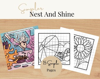 Livro de colorir Nest And Shine Sampler - Páginas para colorir de verão desenhadas à mão