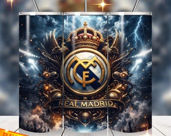 Real Madrid 20oz Stainless Steel Tumbler, Soccer Fan Drinkware, Football Club Cup