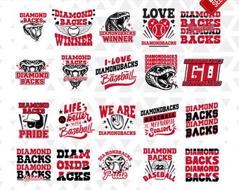 Logotipo de los Diamondbacks Nation (20 imágenes SVG y PNG): mascota del equipo de béisbol, archivo recortado (descarga digital)