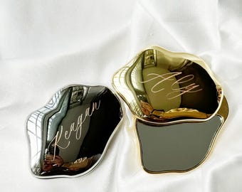 Personalized Compact Mirror, Custom Engraved Pocket Mirror, Double Sided Custom Mirror, Gift for Her, Bridesmaid Gift