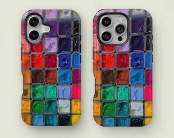Watercolor paint phone cover, Box palette iPhone Case For iPhone 17 16 15 14 13 12 11 Pro Max XS, Samsung Galaxy S25 S24 S23 S22 S21 Ultra