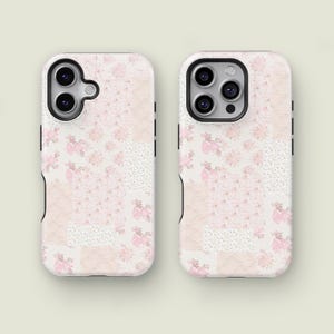 Floral Lace Patchwork Phone Case, Boho Lace Phone Case Patchwork Quilt Floral Case, iPhone 17 16 15 14 13 12 11 Pro Max Magsafe, Samsung S26